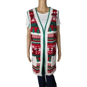 Celebrate Together Open Front Christmas Sweater Vest L